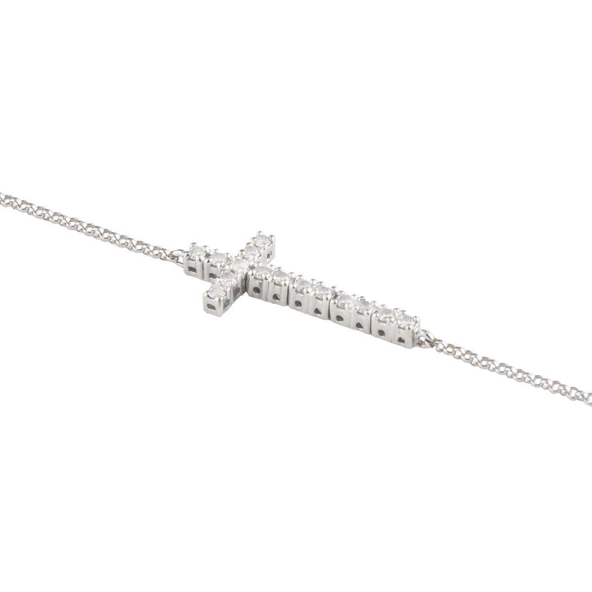 White Gold Diamond Cross Bracelet | Rich Diamonds